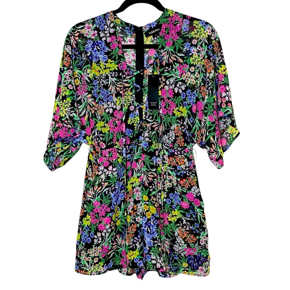 Yumi Kim Romper Size Small Floral Multicolor Sheer NWT